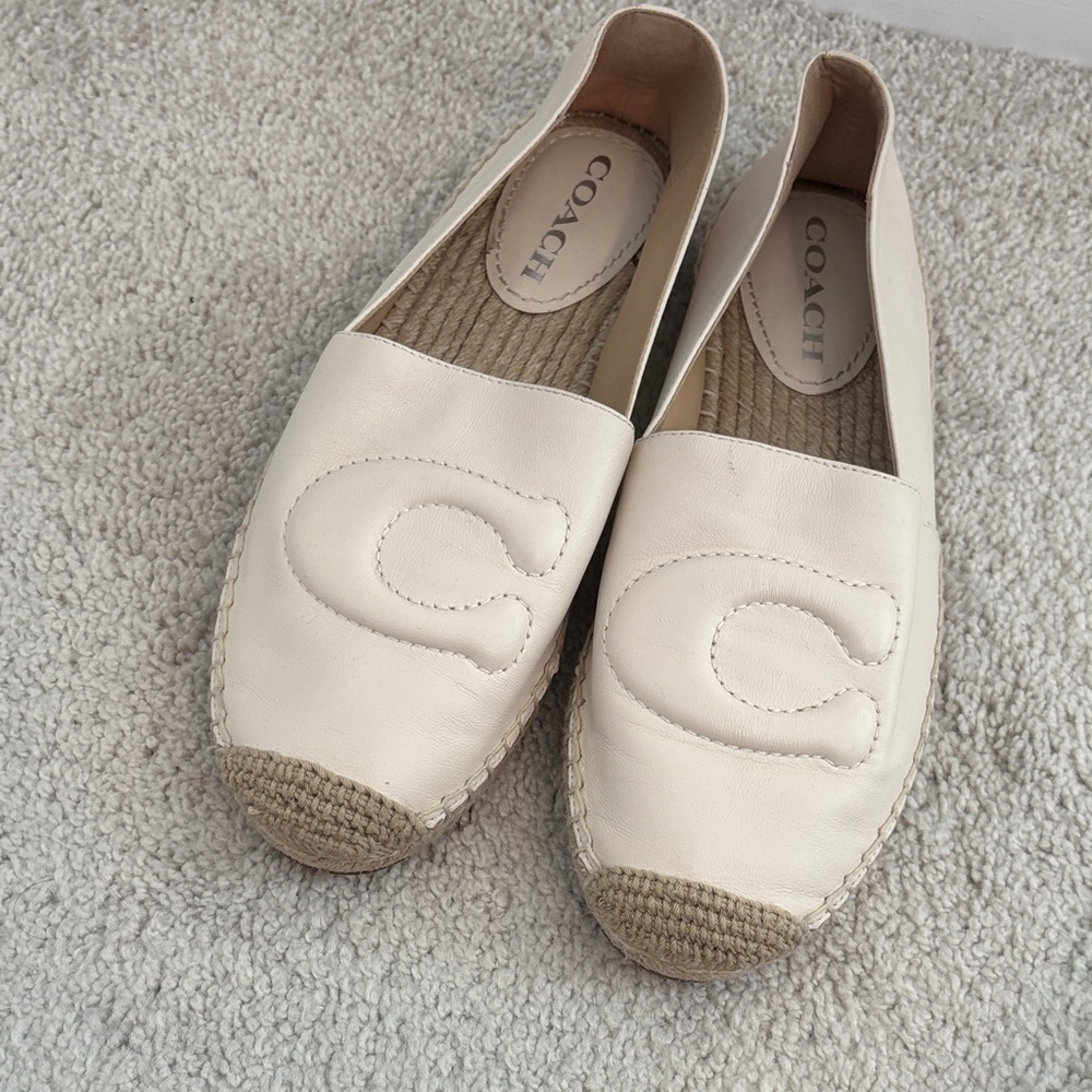 Coach Women's Cream Espadrilles with Tan Accents